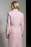 Pink One Button Notched Lapel Women Blazer