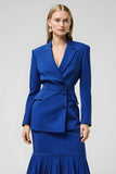 Royal Blue 2 Piece Notched Lapel Midi Business Suits
