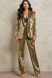 Sparkly Golden Sequins Peak Lapel Women Prom Suits