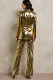 Sparkly Golden Sequins Peak Lapel Women Prom Suits
