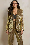 Sparkly Golden Sequins Peak Lapel Women Prom Suits