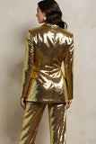 Sparkly Golden Sequins Peak Lapel Women Prom Suits