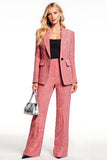 Red One Button 2 Piece Long Sleeves Business Suits