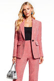 Red One Button 2 Piece Long Sleeves Business Suits