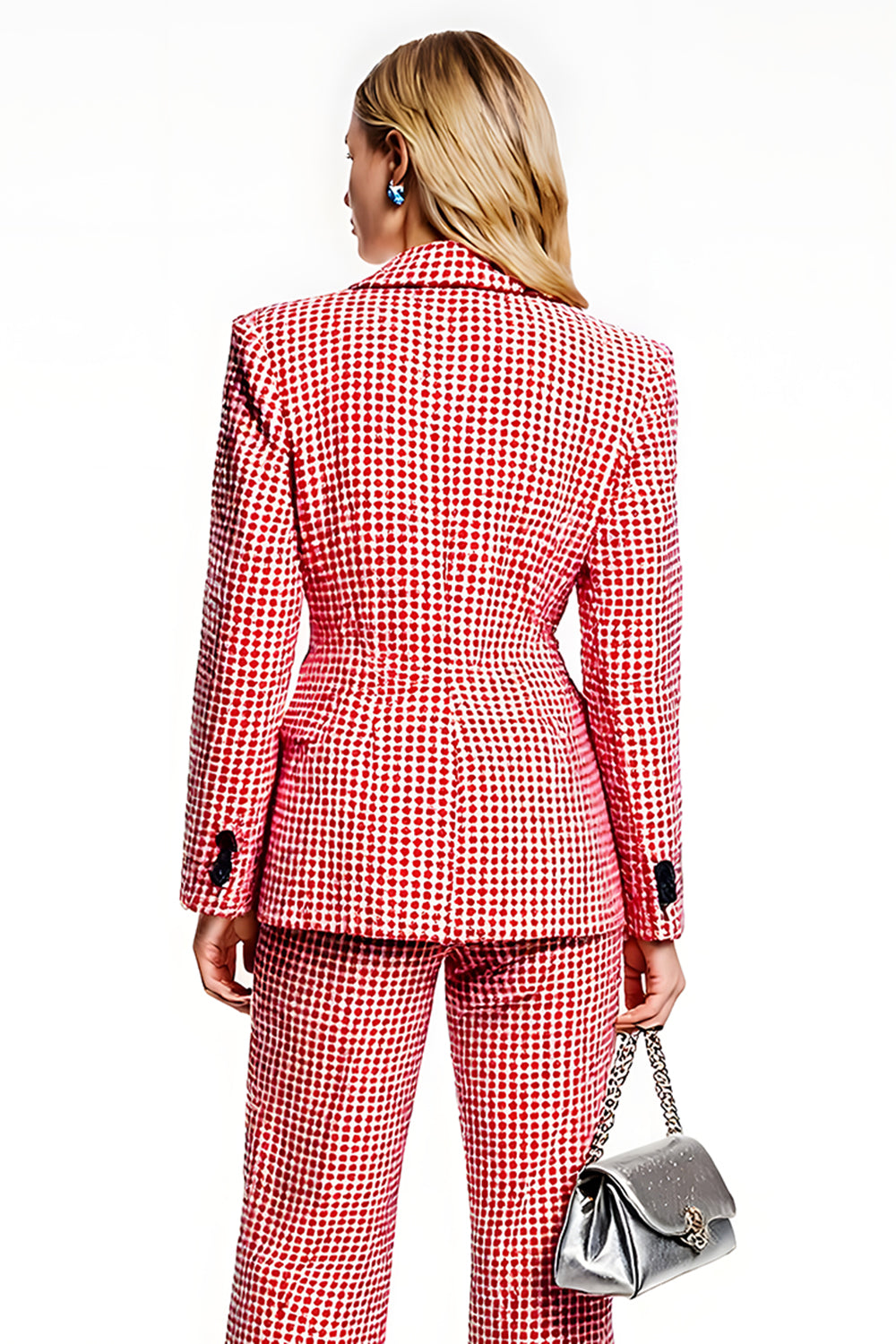 Red One Button 2 Piece Long Sleeves Business Suits