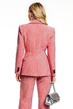 Red One Button 2 Piece Long Sleeves Business Suits