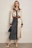 Champagne Collar Neck Long Sleeves Pencil Midi Work Dress with Belts