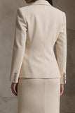 Champagne 2 Piece Notched Lapel Mermaid Midi Business Suits
