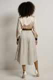 Champagne 2 Piece Satin A-Line Long Sleeves Midi Workwear