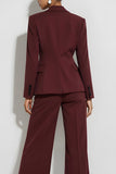 Burgundy 2 Piece Notched Lapel Single Breasted Long Sleeves Business Suits