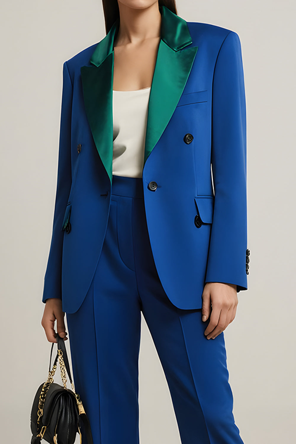 Royal Blue 2 Piece Peak Lapel Long Sleeves Business Suits