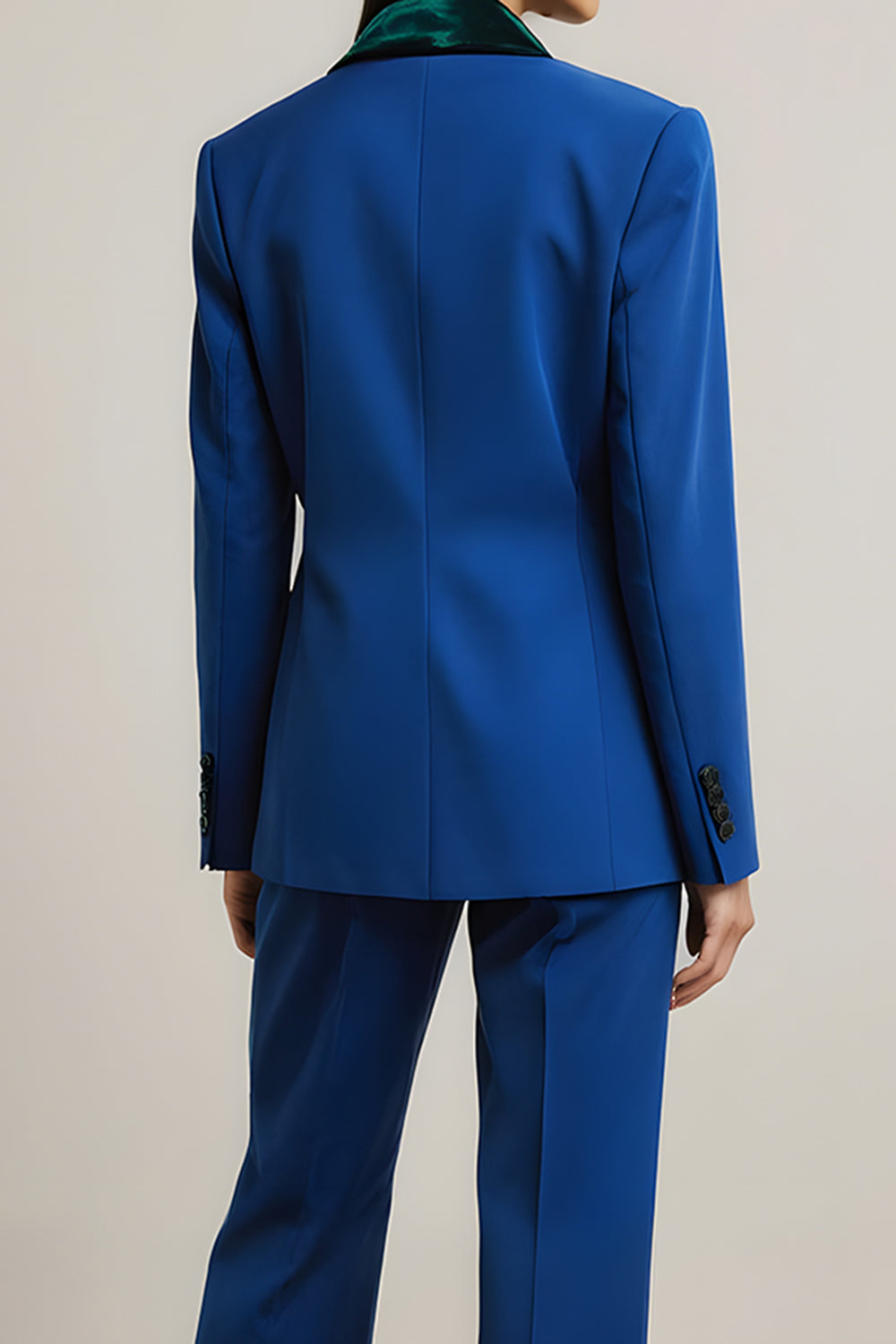 Royal Blue 2 Piece Peak Lapel Long Sleeves Business Suits