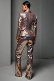 Sparkly Rose Golden 2 Piece Sequin Peak Lapel Long Sleeves Prom Suits