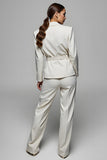 Ivory 2 Piece Notched Lapel Long Sleeves Business Suits