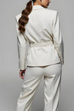 Ivory 2 Piece Notched Lapel Long Sleeves Business Suits