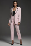 Pink 2 Piece Notched Lapel Slim Fit Long Sleeves Business Suits