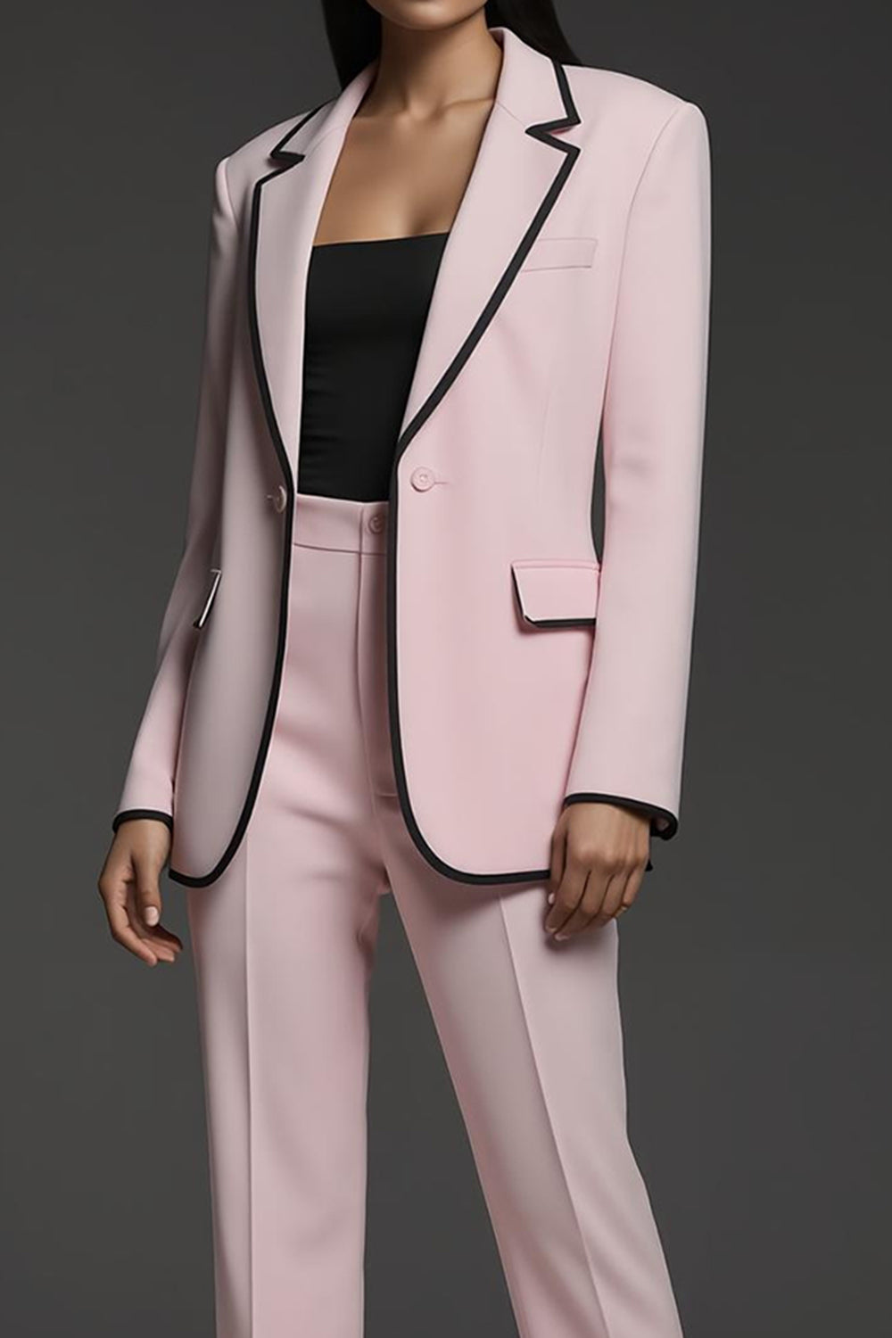 Pink 2 Piece Notched Lapel Slim Fit Long Sleeves Business Suits