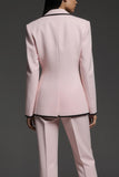 Pink 2 Piece Notched Lapel Slim Fit Long Sleeves Business Suits