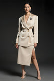 Champagne 2 Piece Notched Lapel Long Sleeves Business Suits