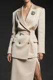 Champagne 2 Piece Notched Lapel Long Sleeves Business Suits