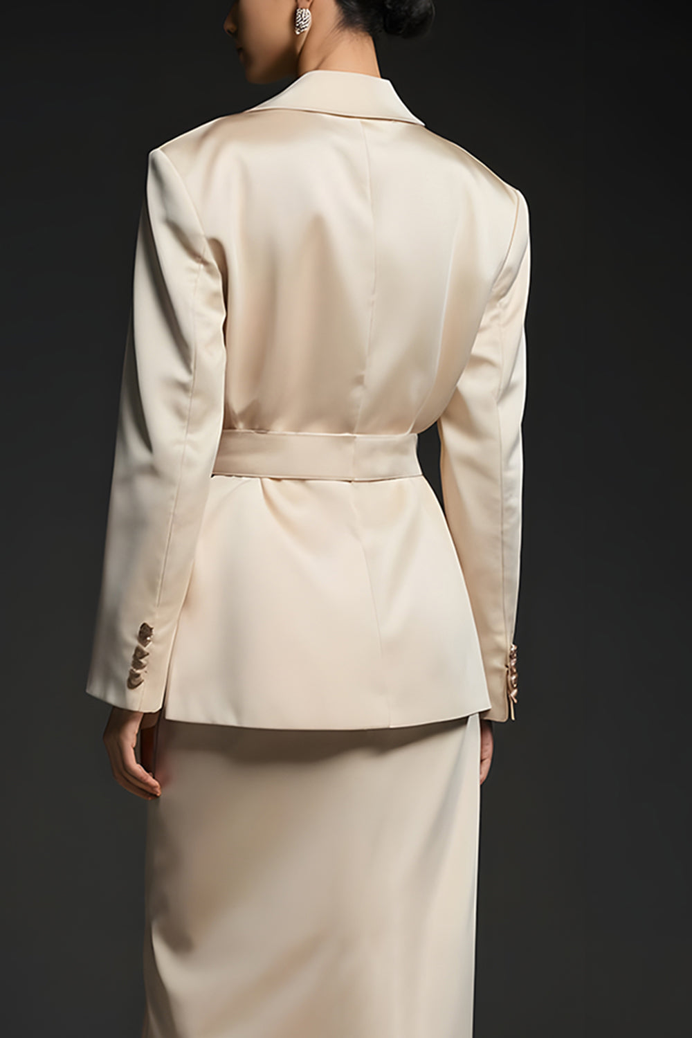Champagne 2 Piece Notched Lapel Long Sleeves Business Suits