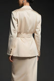 Champagne 2 Piece Notched Lapel Long Sleeves Business Suits