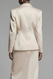 Champagne 2 Piece Peak Lapel Long Sleeves Pencil Midi Business Suits