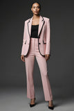 Pink Notched Lapel 2 Piece Slim Fit Long Sleeves Prom Suits