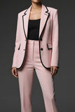 Pink Notched Lapel 2 Piece Slim Fit Long Sleeves Prom Suits