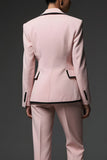 Pink Notched Lapel 2 Piece Slim Fit Long Sleeves Prom Suits