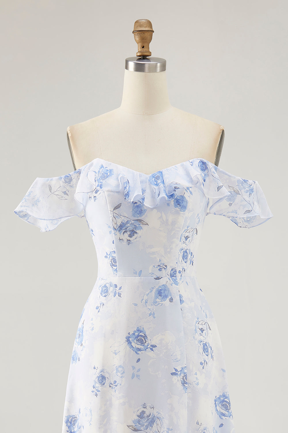 Pink Floral Chiffon Tiered Asymmetrical Wedding Guest Dress with Ruffles