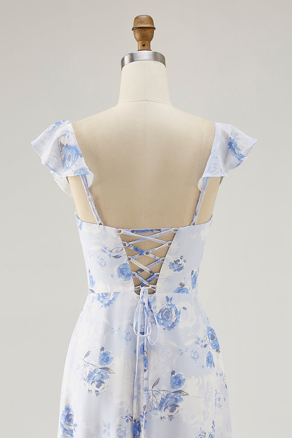 Pink Floral Chiffon Tiered Asymmetrical Wedding Guest Dress with Ruffles