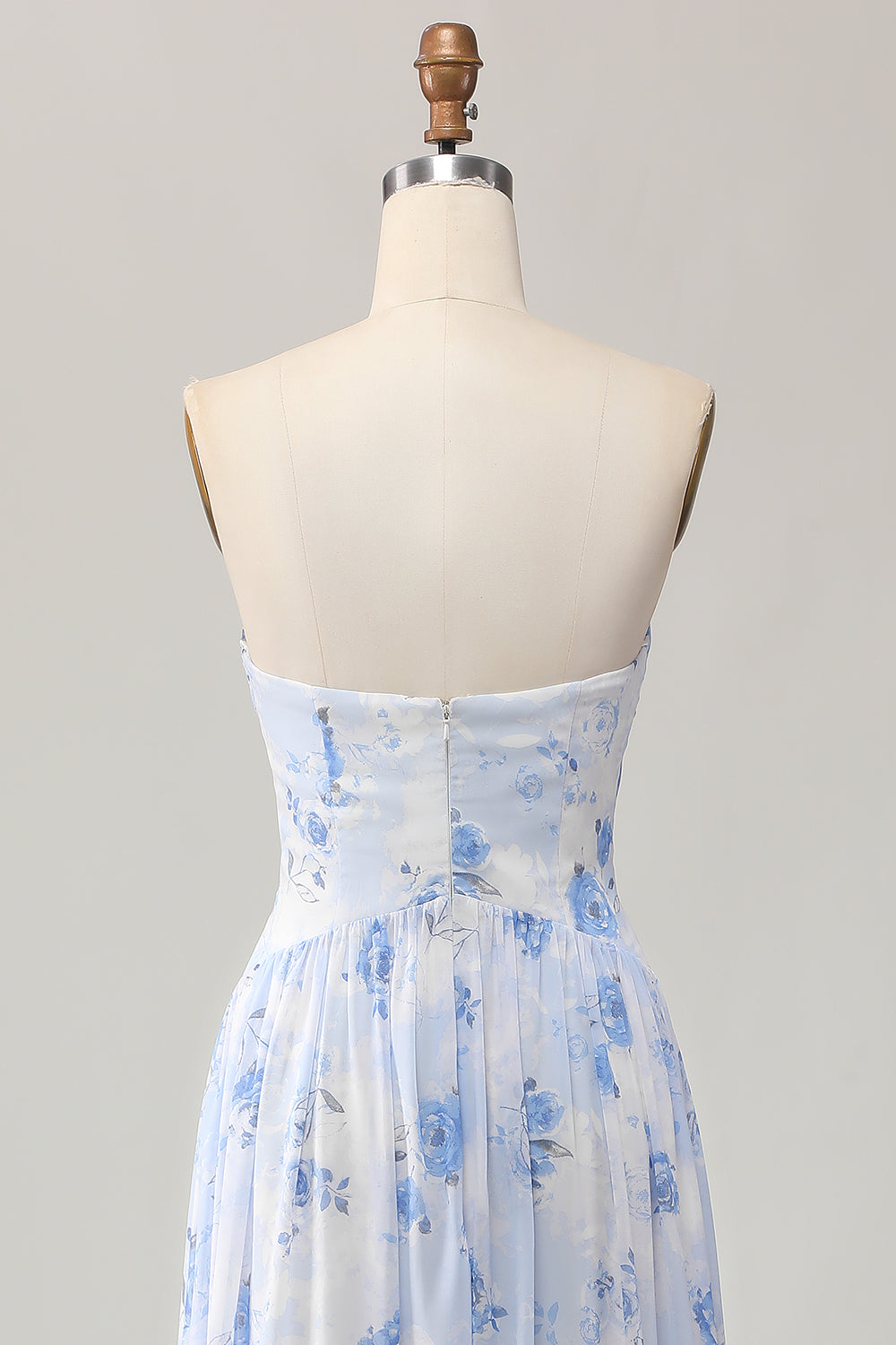 Dusty Rose Floral Corset Neck Scarf Long Wedding Guest Dress with Slit