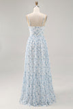 Pink Floral Chiffon Ruched Long Wedding Guest Dress with Keyhole