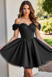 Black Tulle Corset A Line Short Homecoming Dress