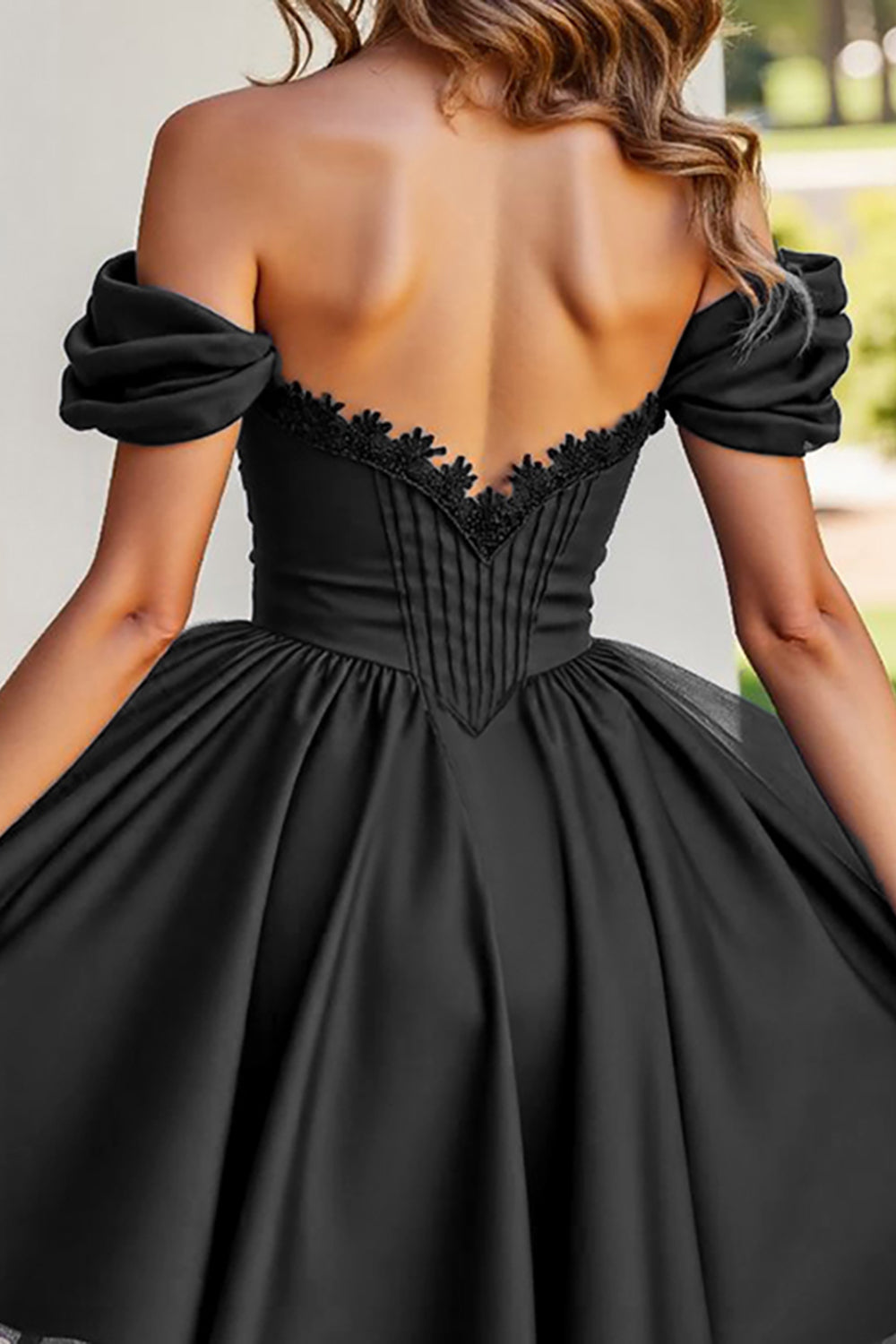 Black Tulle Corset A Line Short Homecoming Dress