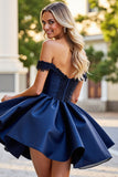 Burgundy A Line Satin Corset Short Homecoming Dress with Lace