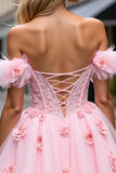 Blush Floral Corset Short Homecoming Dress with Lace
