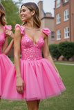 Lilac Corset A Line Tulle Short Homecoming Dress with Appliques