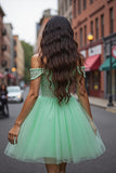 Sparkly Mint Green Corset Tulle Beaded Short Homecoming Dress