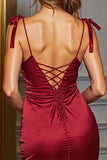 Burgundy Bodycon Keyhole Satin Short Homecoming Dress