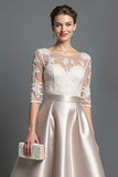 Apricot Satin A Line Long Mother of the Bride Dress with Lace