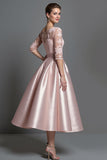 Apricot Satin A Line Long Mother of the Bride Dress with Lace