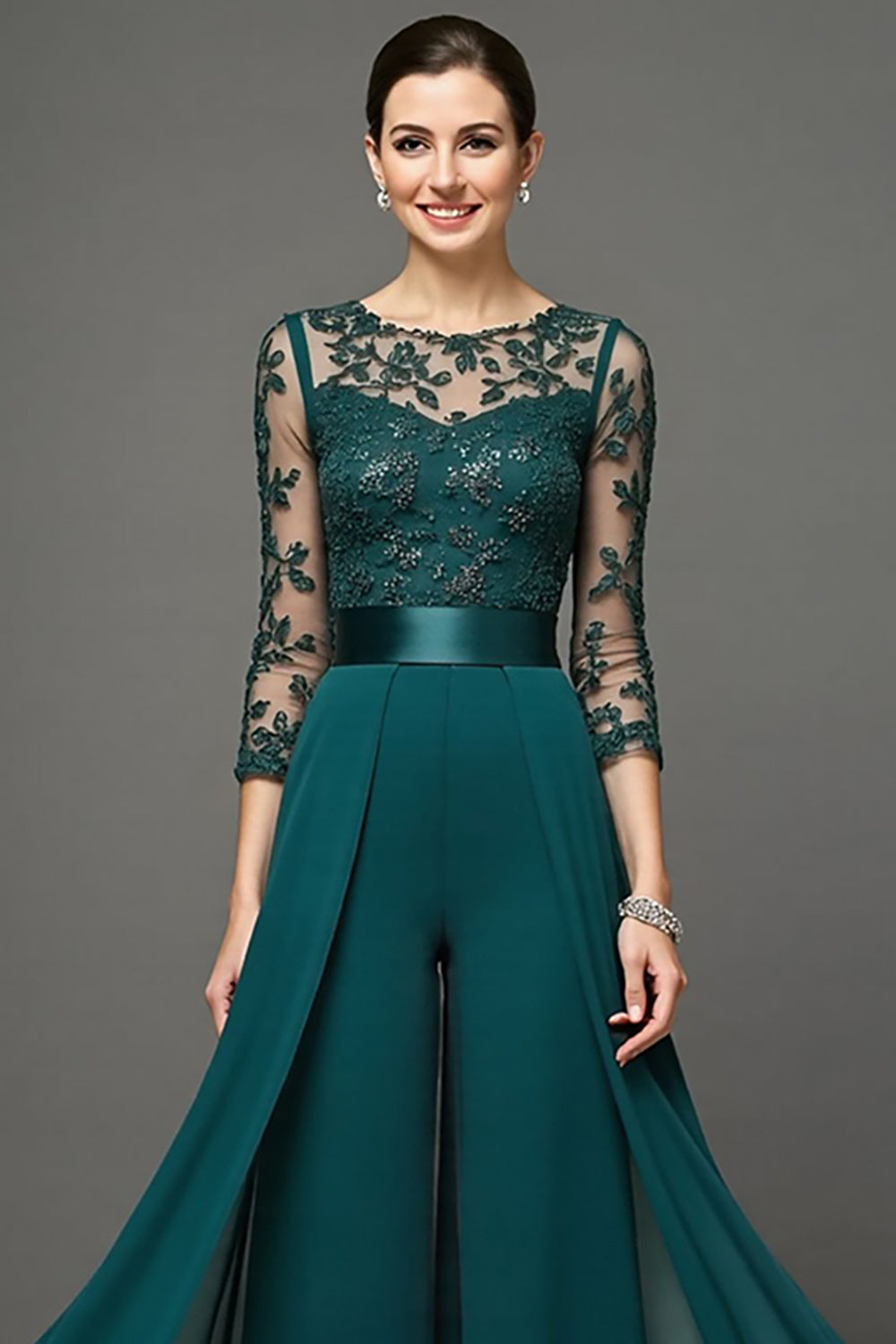 Navy Chiffon Mother of the Bride Pantsuits with Appliques