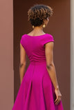 Dusty Rose V-Neck A Line Satin Midi Mother of the Bride Dress