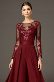 Black A Line Chiffon Long Mother of the Bride Dress with Lace