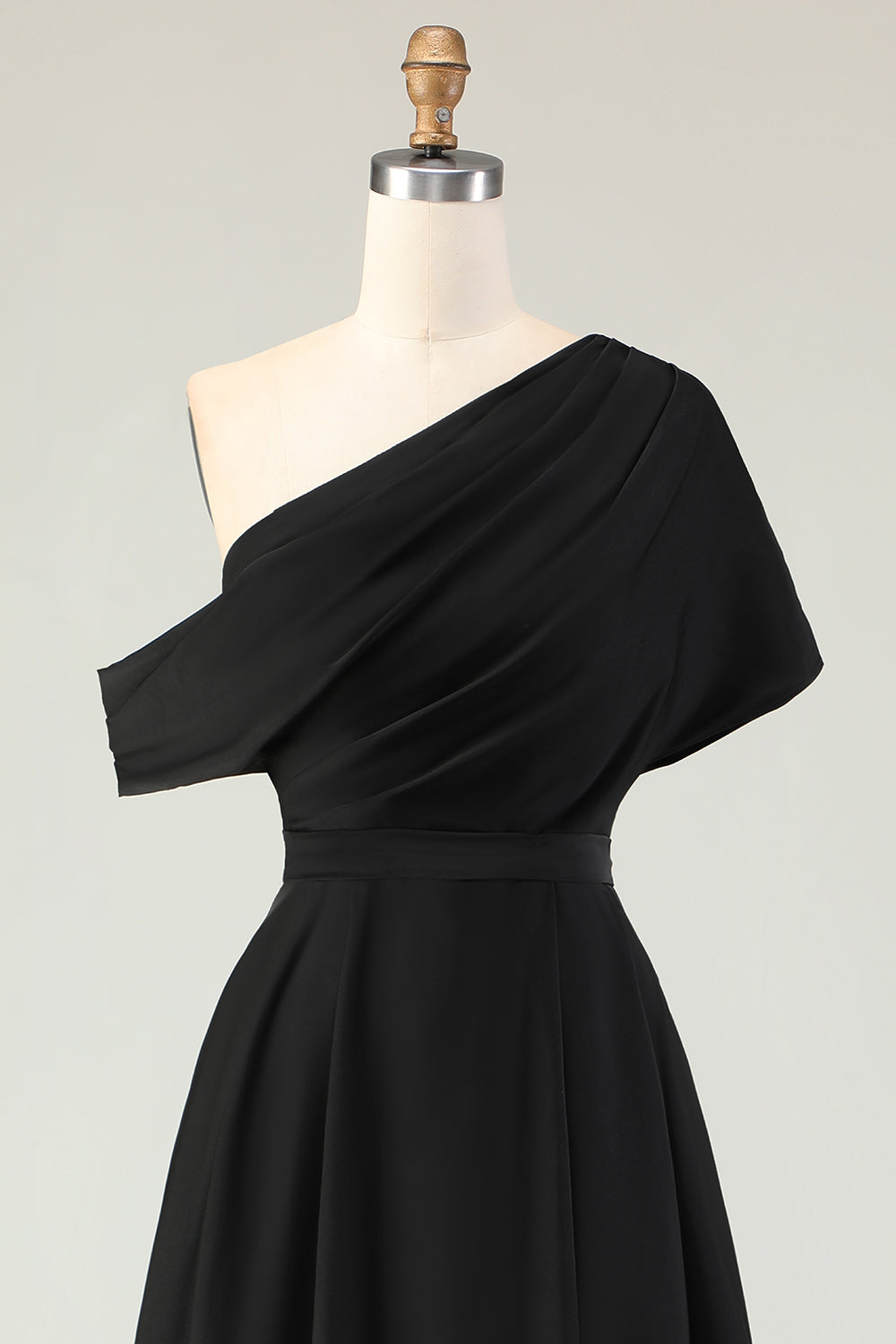 Black A Line Satin Long Mother of the Bride Dress with Pockets