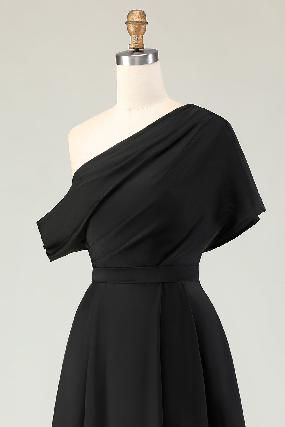 Black A Line Satin Long Mother of the Bride Dress with Pockets