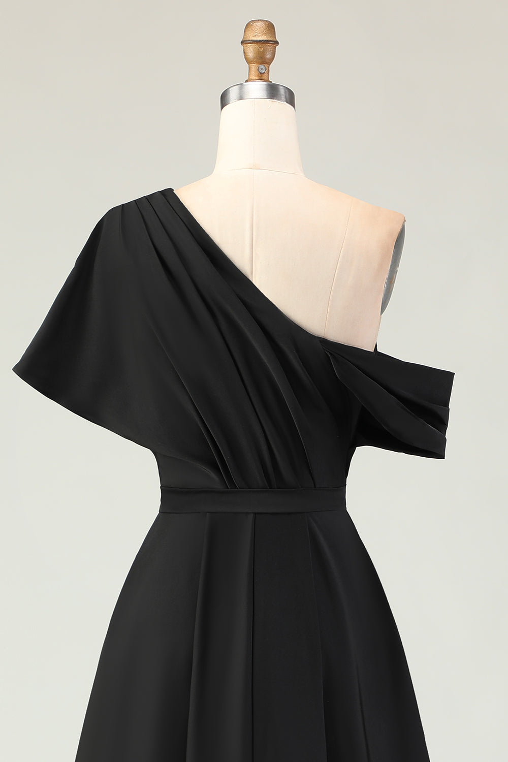 Black A Line Satin Long Mother of the Bride Dress with Pockets