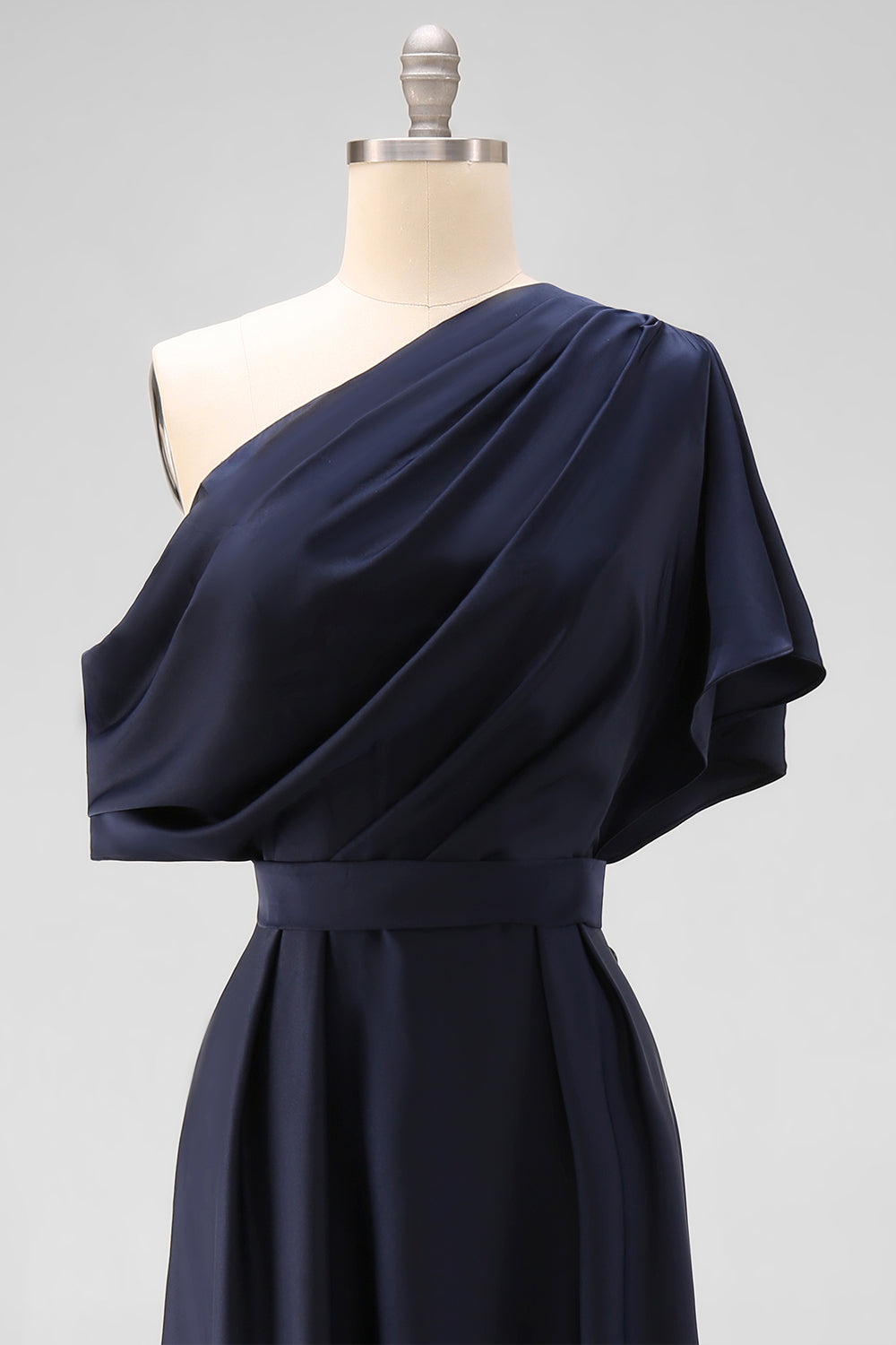 Black A Line Long Satin Mother of the Bride Dress with Pockets